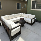 PURPLE LEAF Caesar U-Shaped Patio Conversation Set with Bronze Cushion Pillows and Ottoman Couch for Patio Backyard