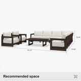 PURPLE LEAF Caesar Open-End Patio Conversation Set with Bronze Cushion Pillows and Ottoman for Modern Outdoor Deck