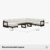 PURPLE LEAF Caesar U-Shaped Patio Conversation Set with Bronze Cushion Pillows and Ottoman Couch for Patio Backyard