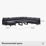 PURPLE LEAF Caesar U-Shaped Patio Conversation Set with Grey Cushion Pillows and Ottoman Couch for Patio Backyard
