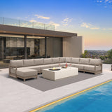 PURPLE LEAF Caesar U-Shaped Patio Conversation Set with Khaki Cushion Pillows and Ottoman Couch for Patio Backyard