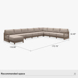 PURPLE LEAF Caesar U-Shaped Patio Conversation Set with Khaki Cushion Pillows and Ottoman Couch for Patio Backyard