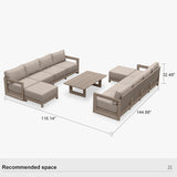 PURPLE LEAF Caesar L-shaped Patio Conversation Set with Khaki Cushion Pillows and Ottoman Couch for Backyard Porch