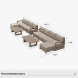 PURPLE LEAF Caesar L-shaped Patio Conversation Set with Khaki Cushion Pillows and Ottoman Couch for Backyard Porch