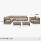 PURPLE LEAF Caesar Enclosed Patio Conversation Set with Khaki Cushion Pillows and Ottoman for Porch Garden