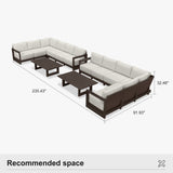 PURPLE LEAF Caesar L-shaped Patio Conversation Set with Bronze Cushion Pillows and Ottoman Couch for Backyard Porch