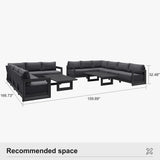 PURPLE LEAF Caesar L-shaped Patio Conversation Set with Grey Cushion Pillows and Ottoman Couch for Backyard Porch