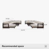 PURPLE LEAF Caesar U-Shaped Patio Conversation Set with Bronze Cushion Pillows and Ottoman Couch for Patio Backyard