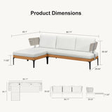 PURPLE LEAF Sicilia L-Shaped Modular Outdoor Sectional with Sunbrella White Cushions Flexible Layout for Minimalist Modern Patio