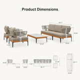 PURPLE LEAF Sicilia Classical Modular Outdoor Sectional with Sunbrella Taupe Cushions Flexible Layout for Hotel-Inspired Outdoor Lounge
