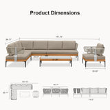 PURPLE LEAF Sicilia Classical Modular Outdoor Sectional with Sunbrella Taupe Cushions Flexible Layout for Hotel-Inspired Outdoor Lounge