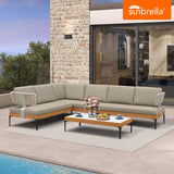 PURPLE LEAF Sicilia L-Shaped Modular Outdoor Sectional with Sunbrella Taupe Cushions Flexible Layout for Modern Patio Corner Lounge