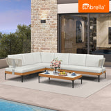 PURPLE LEAF Sicilia L-Shaped Modular Outdoor Sectional with Sunbrella White Cushions Flexible Layout for Minimalist Modern Patio