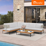 PURPLE LEAF Sicilia L-Shaped Modular Outdoor Sectional with Sunbrella White Cushions Flexible Layout for Minimalist Modern Patio