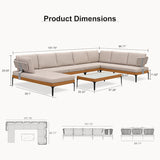 PURPLE LEAF Sicilia U-Shaped Modular Outdoor Sectional with Oatmeal Greige Cushions Flexible Layout for Porch Backyard