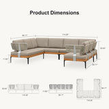 PURPLE LEAF Sicilia U-Shaped Modular Outdoor Sectional with Sunbrella Taupe Cushions Flexible Layout for Luxury Resort-Style Patio