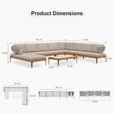 PURPLE LEAF Sicilia U-Shaped Modular Outdoor Sectional with Oatmeal Greige Cushions Flexible Layout for Porch Backyard