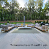 PURPLE LEAF Sicilia L-Shaped Modular Outdoor Sectional with Oatmeal Greige Cushions Flexible Layout for Garden Poolside