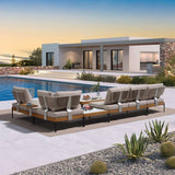 PURPLE LEAF Sicilia L-Shaped Modular Outdoor Sectional with Oatmeal Greige Cushions Flexible Layout for Garden Poolside