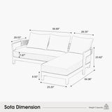 PURPLE LEAF Tuscany L-Shaped Patio Conversation Set with Removable Cushions and Pillows Bronze Aluminum Frame Outdoor Couch Sets for Porch Yard Garden