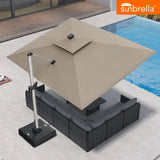 PURPLE LEAF SUNBRELLA Solar Cantilever Umbrella with Lights for Outdoor Patio