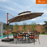 PURPLE LEAF Double Top 11 ft Round Outdoor Patio Umbrella with High Quality Sunbrella Fabric