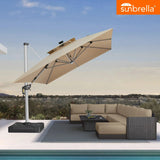 PURPLE LEAF SUNBRELLA Solar Cantilever Umbrella with Lights for Outdoor Patio