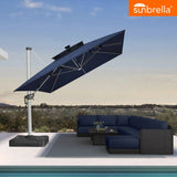 PURPLE LEAF SUNBRELLA Solar Cantilever Umbrella with Lights for Outdoor Patio
