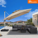 PURPLE LEAF SUNBRELLA Solar Cantilever Umbrella with Lights for Outdoor Patio