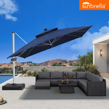 PURPLE LEAF SUNBRELLA Solar Cantilever Umbrella with Lights for Outdoor Patio