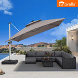 PURPLE LEAF SUNBRELLA Solar Cantilever Umbrella with Lights for Outdoor Patio