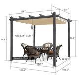 PURPLE LEAF Outdoor Pergola with Retractable Canopy Aluminum Shelter for Porch Garden Beach Shade Pavilion Pergola Modern Backyard Deck