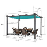 PURPLE LEAF Outdoor Pergola with Retractable Canopy Aluminum Shelter for Porch Garden Beach Shade Pavilion Pergola Modern Backyard Deck