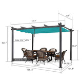 PURPLE LEAF Outdoor Pergola with Retractable Canopy Aluminum Shelter for Porch Garden Beach Shade Pavilion Pergola Modern Backyard Deck