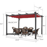PURPLE LEAF Outdoor Pergola with Retractable Canopy Aluminum Shelter for Porch Garden Beach Shade Pavilion Pergola Modern Backyard Deck