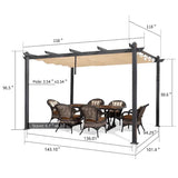 PURPLE LEAF Outdoor Pergola with Retractable Canopy Aluminum Shelter for Porch Garden Beach Shade Pavilion Pergola Modern Backyard Deck