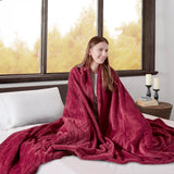 Heated Plush and Berber Electric Bedding Blanket, Red