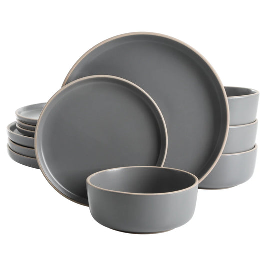 Gibson Home Everyday Essential 12-Piece Stoneware Dinnerware Set