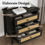 Wholesale 3 Drawer Dresser, Cane Nightstand with Rattan Drawers