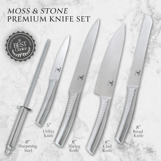 6-Piece Stainless Steel Kitchen Knife Set with Block