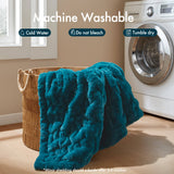 Soft Warm Ruched 50x60" Throw Blanket, Teal