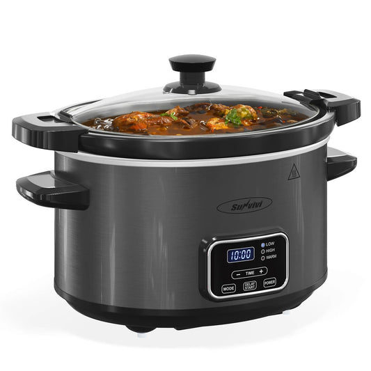 4QT Slow Cooker, Programmable Pot with Locking Lid