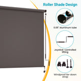Solar Crank Outdoor Roller Shade with Teslin, No Cassette