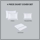 Cotton Sateen Luxury Comforter/Duvet Cover Set, White/Gray