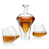Diamond Whiskey Decanter - 2 Diamond Glasses Decanter Set