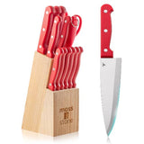 Moss & Stone 14-Piece Red Knife Block Set
