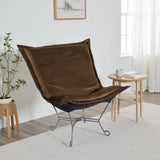 Scroll Puff Chair Bella Chocolate Titanium Frame