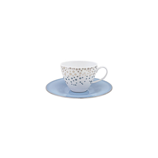 Silver Rain French Porcelain Tea Cup Set of 2