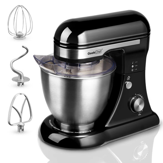 4.8QT Electric Stand Mixer, 12 Speeds Tilt-head with Dough Hook, Whisk, Beater, Bowl, Rotary Knob, Home Kitchen Use