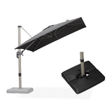 PURPLE LEAF Hailar Deluxe Aluminum Patio Umbrella with Base, Square and Rectangular Umbrella